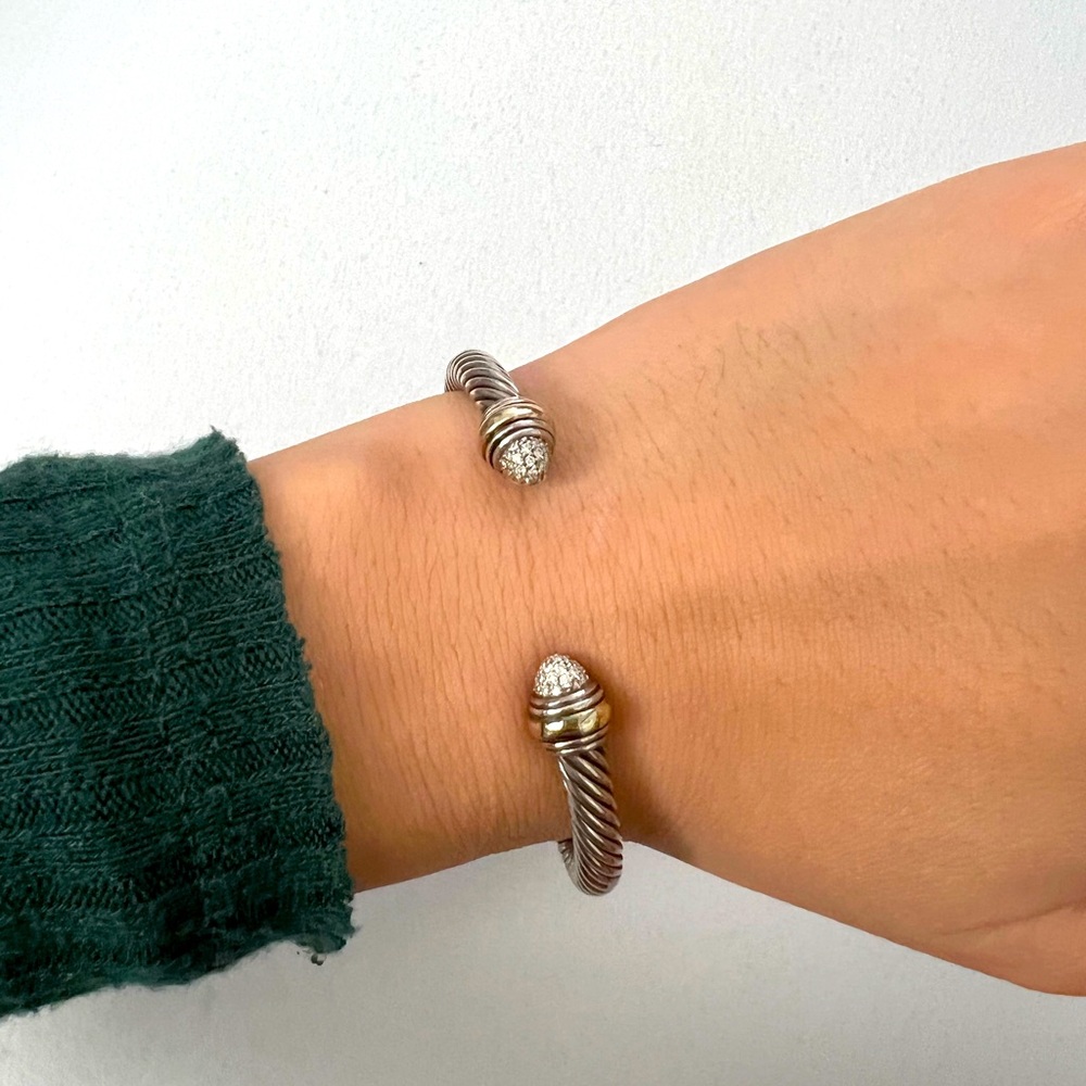 (SOLD) David yurman Cable Classics Bracelet with Pavé Diamonds 18K Yellow Gold
